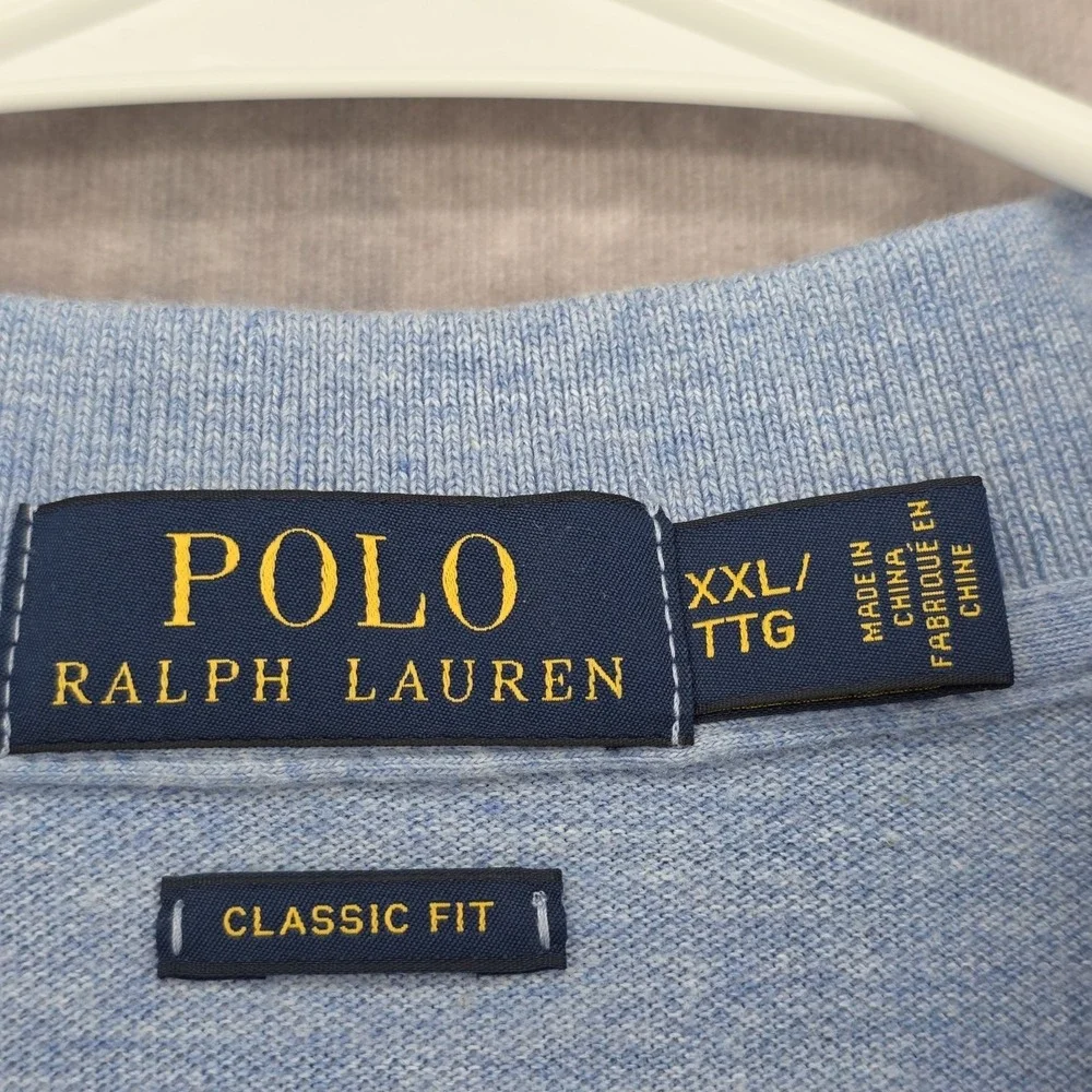 Polo Ralph Lauren Men's XXL Short Sleeve Polo Shirt Classic Fit Blue Pony Cotton